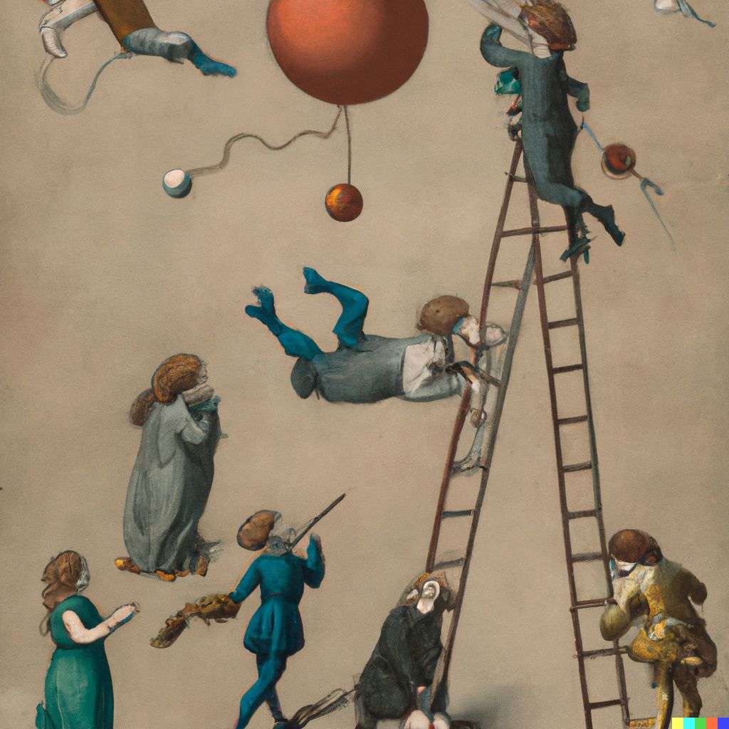 the discovery of gravity, painting, renaissance style